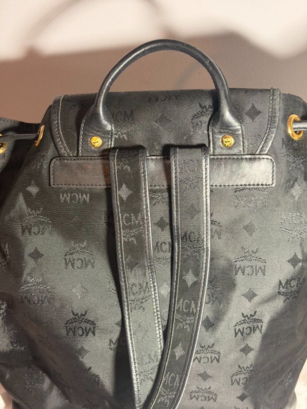 MCM Black Monogram Drawstring Backpack - Picture 9 of 11